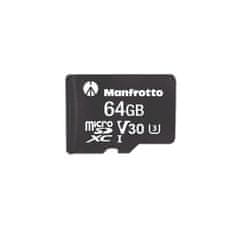 Manfrotto Profesionalna, 64 GB, UHS-I, V30, U3, 90 MB/s, microSDXC memorijska kartica + SD adapter (MANPROMSD64) + BESPLATNI ČITAČ