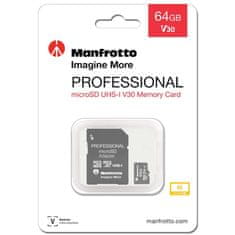 Manfrotto Profesionalna, 64 GB, UHS-I, V30, U3, 90 MB/s, microSDXC memorijska kartica + SD adapter (MANPROMSD64) + BESPLATNI ČITAČ