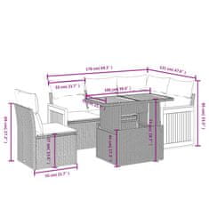 Vidaxl 6-dijelni set vrtnih sofa s jastucima crni od poliratana