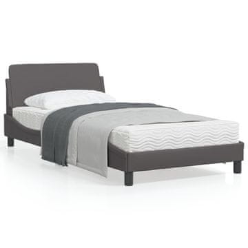 Vidaxl Okvir kreveta s uzglavljem sivi 100x200 cm umjetna koža