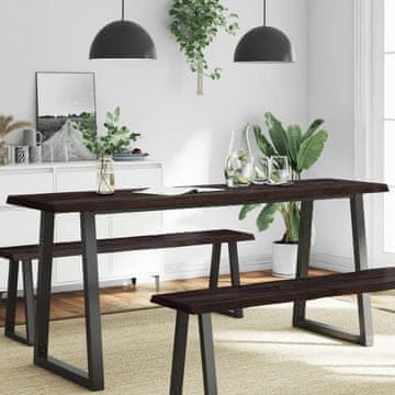 Vidaxl Ploča stola tamnosmeđa 180x50x(2-6)cm drvo s prirodnim rubom