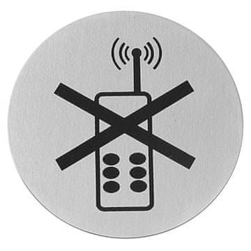 Hendi Samoljepljivi informativni znak ZABRANJENO KORIŠTENJE TELEFONA, nehrđajući čelik, promjer 75 mm - 663653