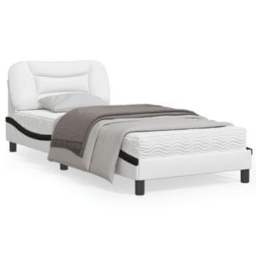Vidaxl Okvir za krevet s LED rasvjetom bijeli i crni 90x190 cm umjetna koža