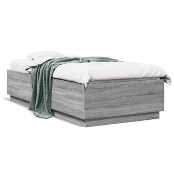 Vidaxl Okvir kreveta, sivi hrast sonoma, 90x200 cm, materijal na bazi drva
