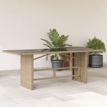 Vidaxl Vrtni stol sa staklenom pločom bež boje 190x80x74 cm