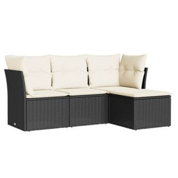 Vidaxl 4-dijelni set vrtnih sofa od poliratana s jastucima crni