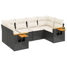 Vidaxl 6-dijelni set vrtnih sofa s jastucima crni od poliratana