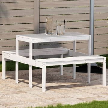 Vidaxl Stol za piknik Bijeli 110x134x75 cm Masivni borov drvo