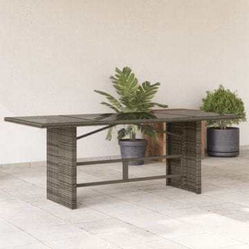 Vidaxl Vrtni stol sa staklenom pločom, sivi, 190x80x74 cm