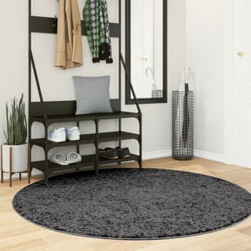 Vidaxl OVIEDO tepih, niska flora, antracit, Ø 160 cm
