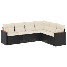 Vidaxl 6-dijelni set vrtnih sofa s jastucima crni od poliratana