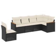 Vidaxl 6-dijelni set vrtnih sofa s jastucima crni od poliratana