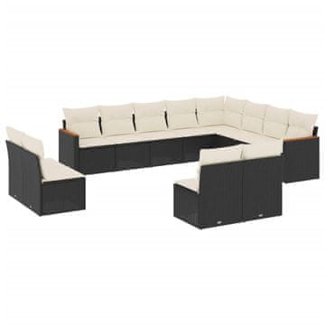 Vidaxl 12-dijelni set vrtnih sofa od poliratana s jastucima crni