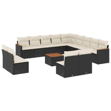 Vidaxl 14-dijelni set vrtnih sofa s jastucima poliratan crni