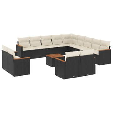 Vidaxl 14-dijelni set vrtnih sofa s jastucima poliratan crni