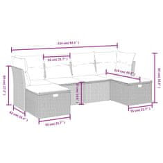 Vidaxl 6-dijelni set vrtnih sofa s jastucima crni od poliratana
