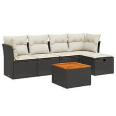Vidaxl 6-dijelni set vrtnih sofa s jastucima crni od poliratana