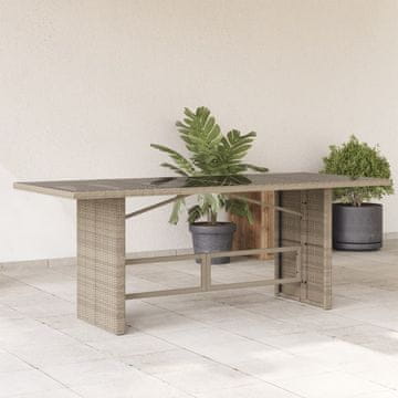 Vidaxl Vrtni stol sa staklenom pločom svijetlo sivi 190x80x74 cm