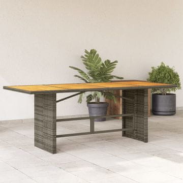 Vidaxl Vrtni stol s pločom od akacije sivi 190x80x74 cm PE ratan