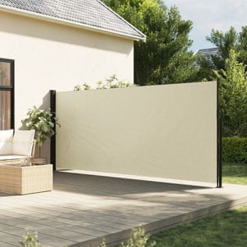 Vidaxl Uvlačiva bočna tenda za terasu krem boje 180 x 600 cm