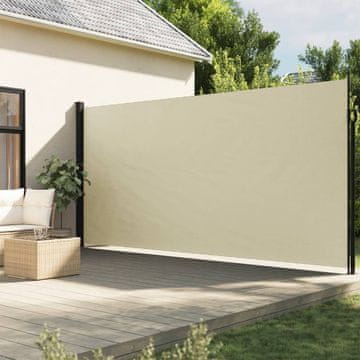 Vidaxl Bočna tenda za namatanje, krem boje 220 x 600 cm