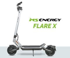 MS ENERGY Flare X električni romobil, 25,4 cm, 2 x 800 W, do 70 km, 52V 18Ah, srebrno-crna