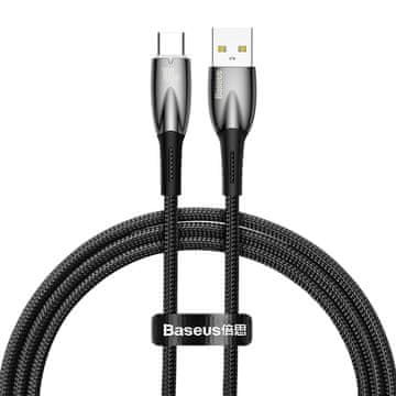 BASEUS Izdržljiv fleksibilni kabel za brzo punjenje USB-A - USB-C 100W 1m crne boje