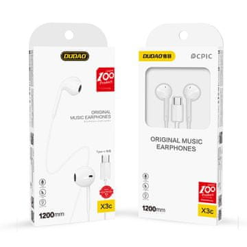 DUDAO X3C In-Ear slušalice s USB-C priključkom bijele boje