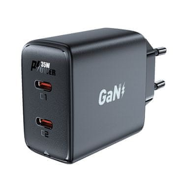 FAST Fast charger GaN 35W PD 2x USB C Acefast A49 - black