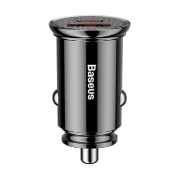 BASEUS Pametni auto punjač s USB i USB-C QC PD priključcima, crni