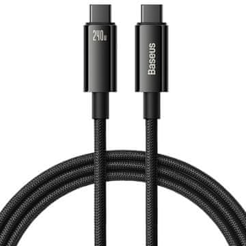BASEUS Pleteni USB-C kabel 480Mb/s 240W volfram zlatni 3m crni