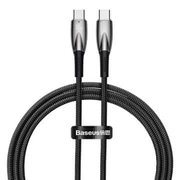 BASEUS Izdržljiv fleksibilni USB-C kabel za brzo punjenje 100 W 1 m crne boje