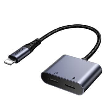 Joyroom 2u1 adapter za punjač za iPhone + Lightning slušalice / 2x Lightning crna