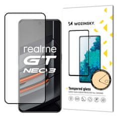 WOZINSKY Realme GT Neo 3 zaštitna folija za cijeli ekran, 9H izdržljivo kaljeno staklo s okvirom, kompatibilno s futrolom, crno
