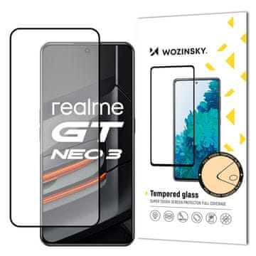 WOZINSKY Realme GT Neo 3 zaštitna folija za cijeli ekran, 9H izdržljivo kaljeno staklo s okvirom, kompatibilno s futrolom, crno