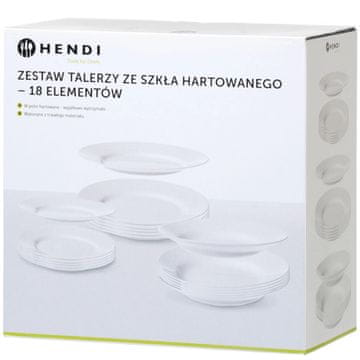 Hendi Set od 18 tanjura od kaljenog stakla - 795224