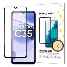 WOZINSKY Realme C35 zaštitnik za cijeli ekran 9H izdržljivo kaljeno staklo s okvirom, prikladno za futrolu, crno
