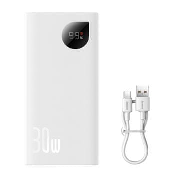BASEUS Adaman2 Powerbank 10000mAh s digitalnim zaslonom 2x USB-A / 1x USB-C 30W bijela