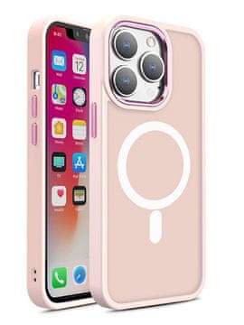 HURTEL Magnetska maskica s MagSafeom za iPhone 15 Pro Max s rupicama za vrpcu, roza