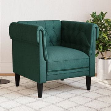 Vidaxl Chesterfield fotelja, tamnozelena, presvučena tkaninom