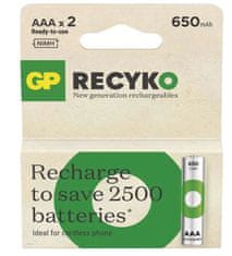 GP ReCyko HR03 (AAA) punjiva baterija, 650 mAh, 2 komada