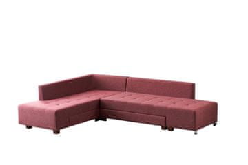 Atelier Del Sofa Kutna garnitura na razvlačenje, Bordo crvena, Manama Corner Sofa Bed Left - Claret Red