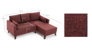 Atelier Del Sofa Kutna garnitura na razvlačenje, Bordo crvena, Bella Corner Sofa Right 2 - Claret Red
