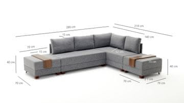 Atelier Del Sofa Kutna garnitura na razvlačenje BELLA SOFT, desna, siva, Fly Corner Sofa Bed Right- Grey