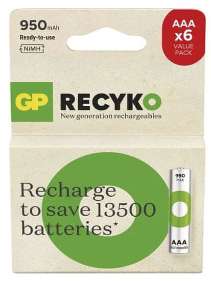 GP ReCyko HR03 (AAA) punjiva baterija, 950 mAh, 6 komada