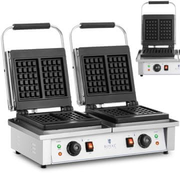 Royal Catering Dvostruki pravokutni aparat za vafle za 4 belgijska vafla 2 x 2000 W