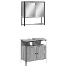 Vidaxl 2-dijelni set kupaonskog namještaja siva boja hrasta drveni