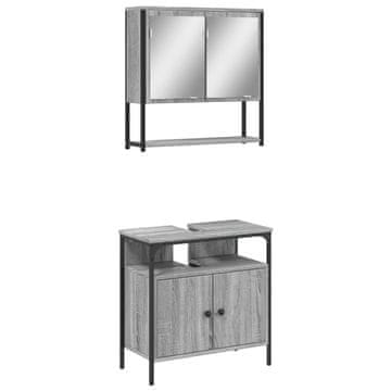 Vidaxl 2-dijelni set kupaonskog namještaja siva boja hrasta drveni