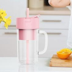 HOME & MARKER® Prenosivi električni mini blender USB, punjivi mikser za voće i povrće 420 ml, roza | BLENDZY