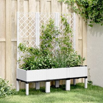 Vidaxl Vrtna žardinjera s rešetkom, bijela, 120x40x142 cm, PP